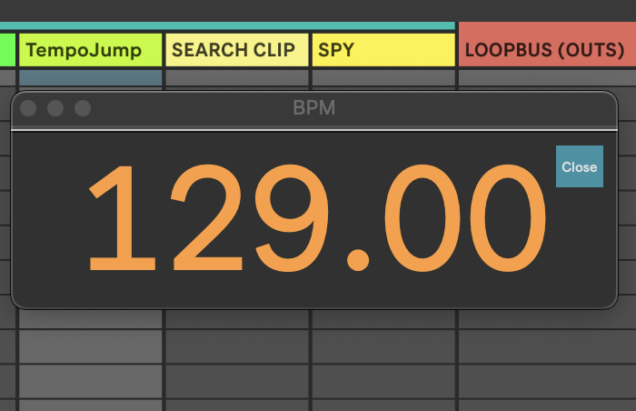 TempoScreen displaying the current Ableton Live tempo